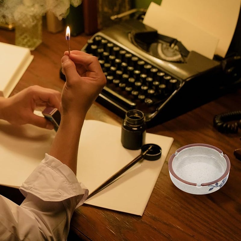 منفضة سجائر خزفية مقاومة للرياح، صينية سجائر محمولة للاستخدام في الداخل والخارج والمكتب والمنزل - Image 5